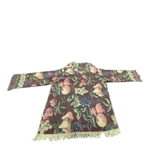 "UNKNOWN HANDMADE" Unique SZ L ? Blanket Cardigan Strings Fruits Boho Gypsy VTG - Picture 9 of 12